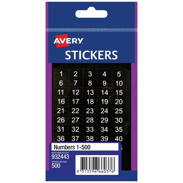 Avery Multi-Purpose Stickers 1-500 500 Pack