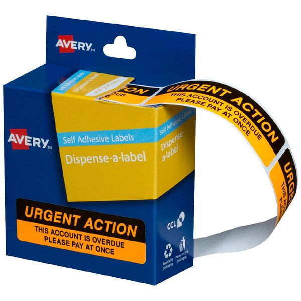 Avery 'Urgent Action' Printed Labels 19 x 64mm 125 Pack