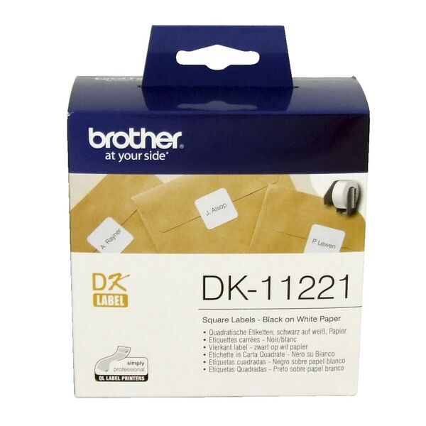 Brother DK 11221 Labels Square 23 x 23mm Black on White