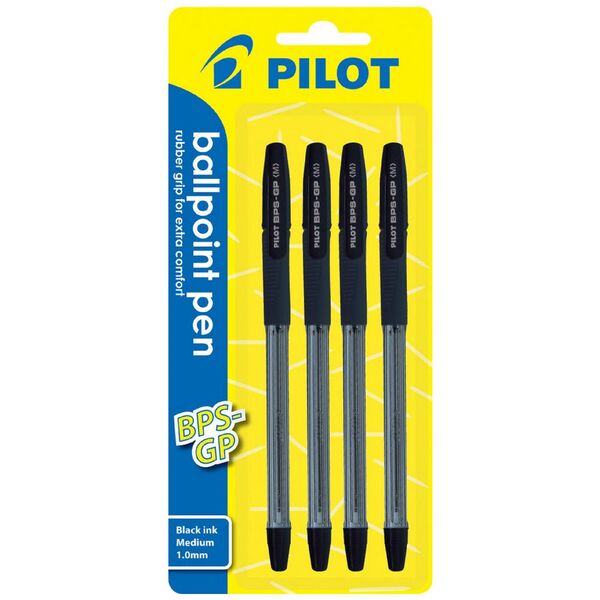Pilot BPS-GP Medium Ballpoint Pens Black 4 Pack