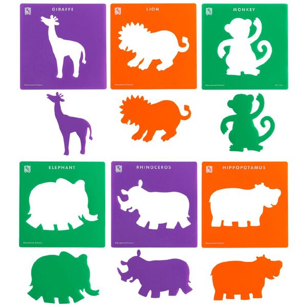 Educational Colours Stencils Jungle Animal Set