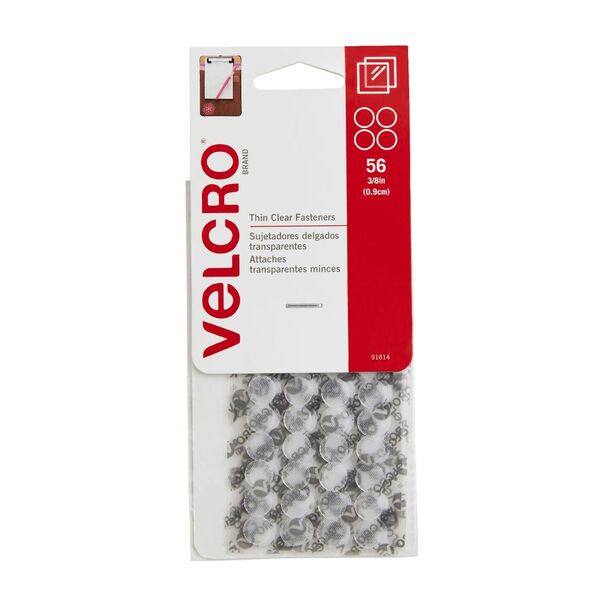VELCRO Brand Thin Hook and Loop Dots Clear 0.9cm 56 Sets
