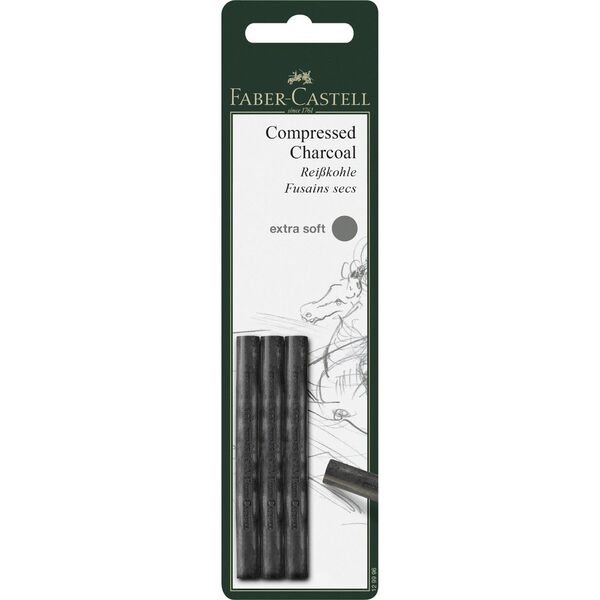 Faber-Castell Compressed Charcoal Extra Soft 3 Pack