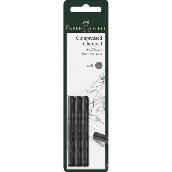 Faber-Castell Compressed Charcoal Soft 3 Pack