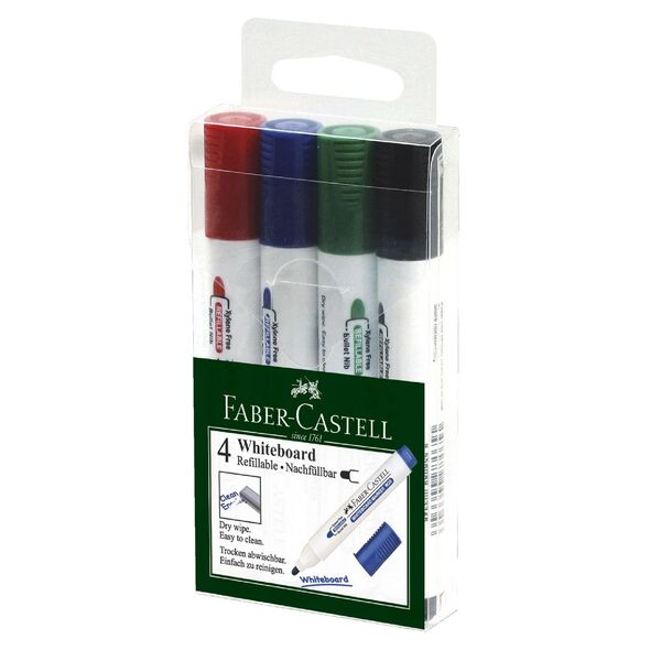 Faber-Castell W20 Whiteboard Markers Bullet Assorted 4 Pack