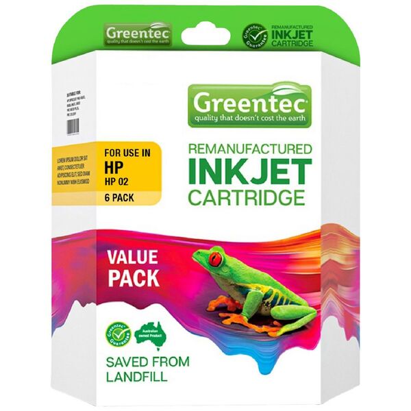 Greentec HP 02 Black and Colour 6 Ink Value Pack