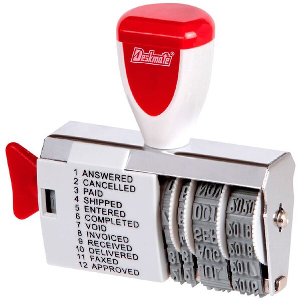 Deskmate Dial-A-Phrase Rubber Dater Stamp
