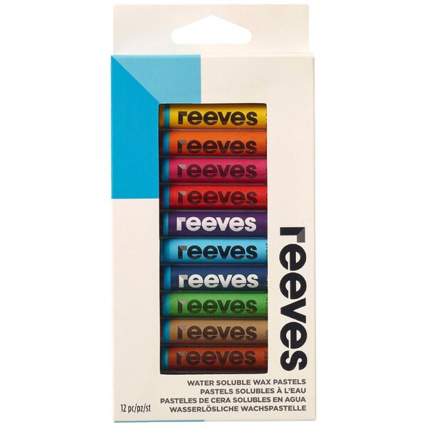 Reeves Water-soluble Wax Pastels Assorted Colours 12 Pack