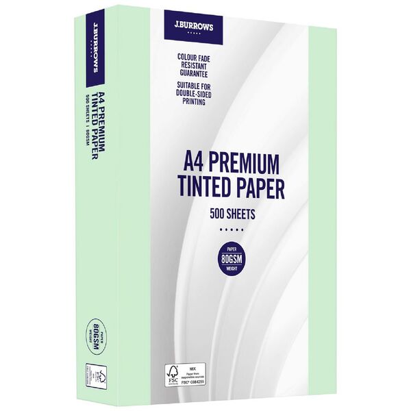 J.Burrows Premium A4 Tinted Paper Ream Green