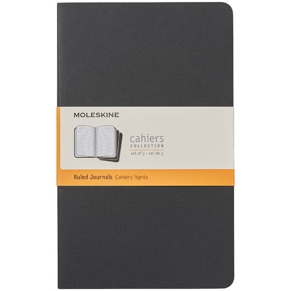 Moleskine Cahier Ruled Notebook Large Black 3 Pack