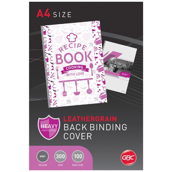 GBC Binding Cover A4 Leathergrain Grey 100 Pack
