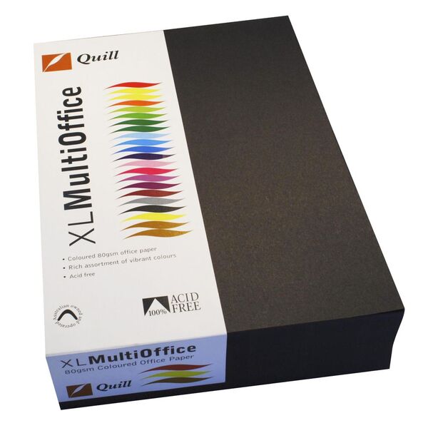 Quill Coloured Paper 80gsm A4 Black 500 Sheet Ream