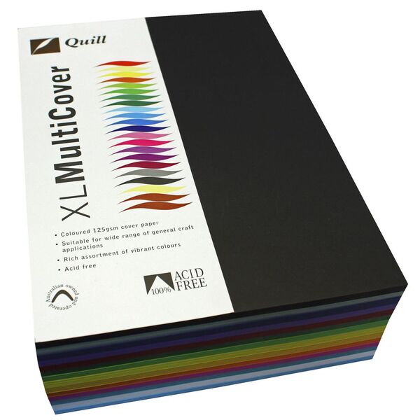 Quill 125gsm A3 Cover Paper Assorted Colours 500 Sheets