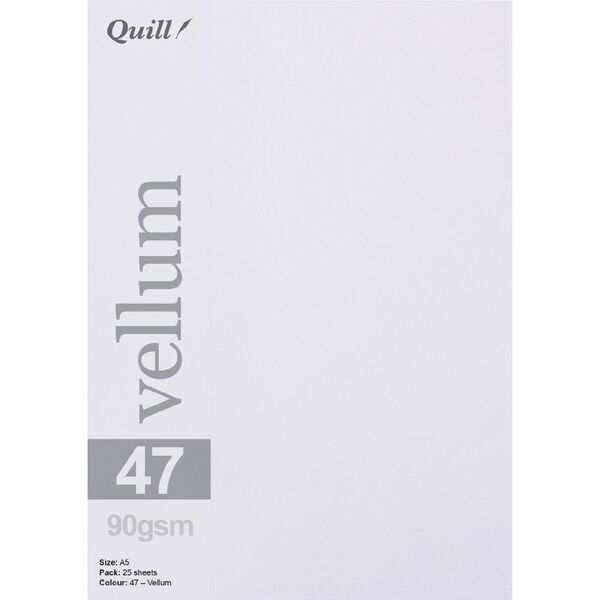 Quill A5 90gsm Vellum Paper Transparent 25 Pack