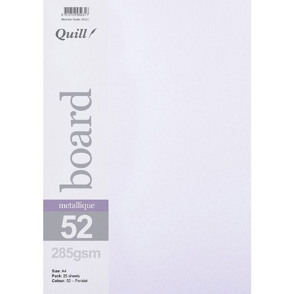 Quill A4 285gsm Metallique Board Peridot 25 Pack