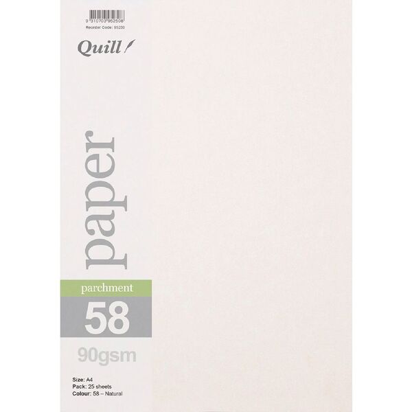 Quill Parchment 90gsm A4 Paper Natural 25 Pack
