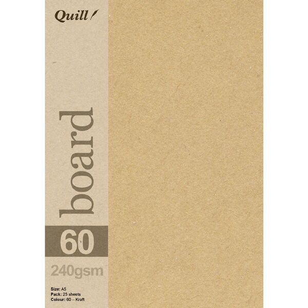 Quill A5 240gsm Kraft Board 25 Pack