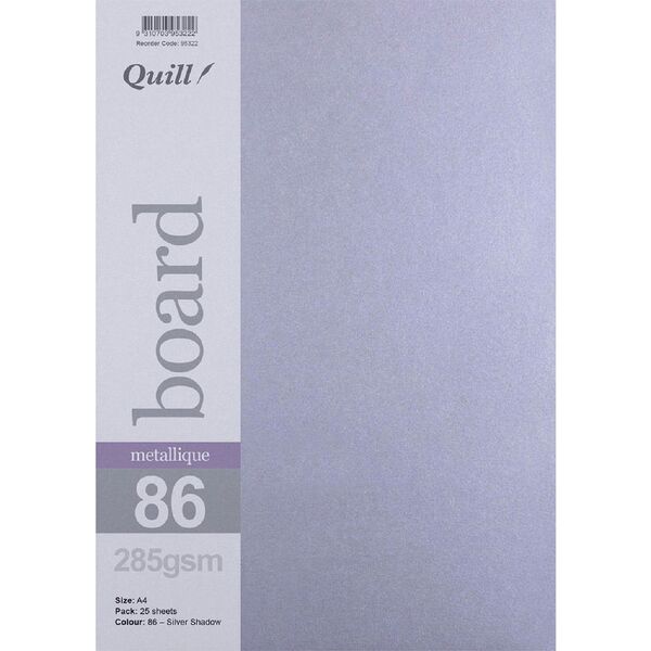 Quill A4 285gsm Metallique Board Silver Shadow 25 Pack