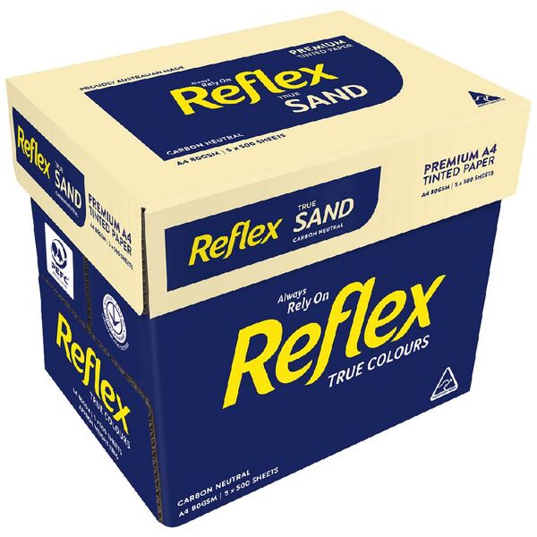 Reflex Coloured 80gsm A4 Copy Paper Sand 500 5 Ream Carton