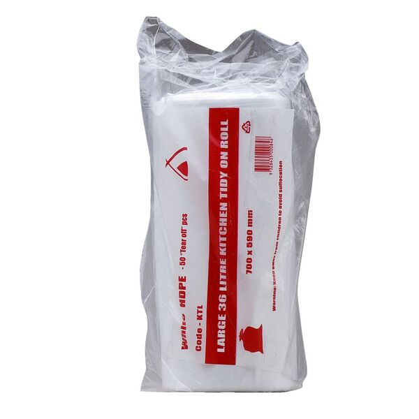 Tailored Packaging Kitchen Bin Liners 36L 50 Pack White