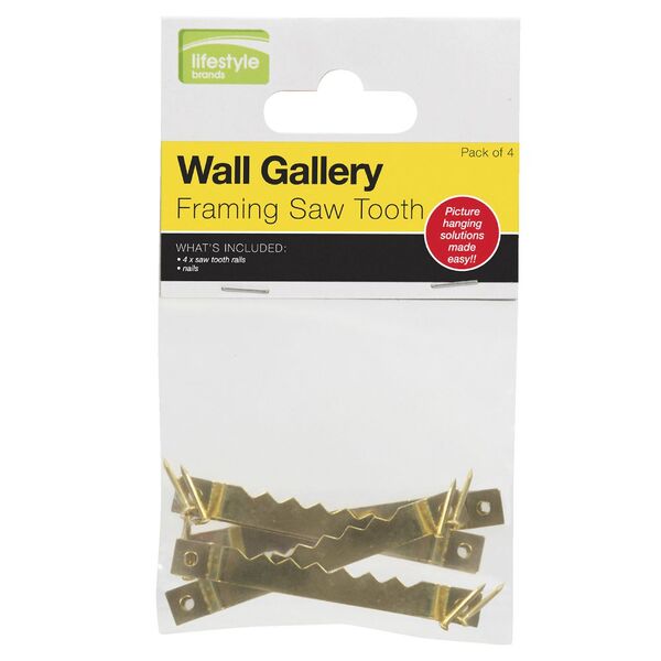 Lifestyle Brands Framing Saw Tooth Hooks 4 Pack