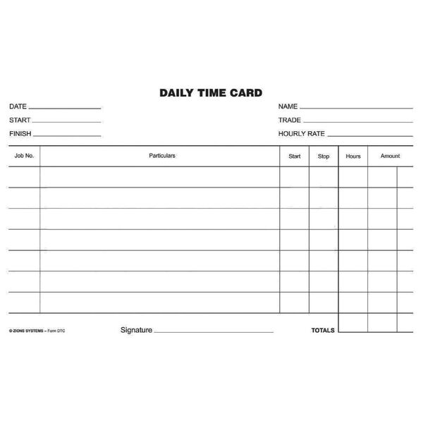 Zions Daily Time Card 250 Pack