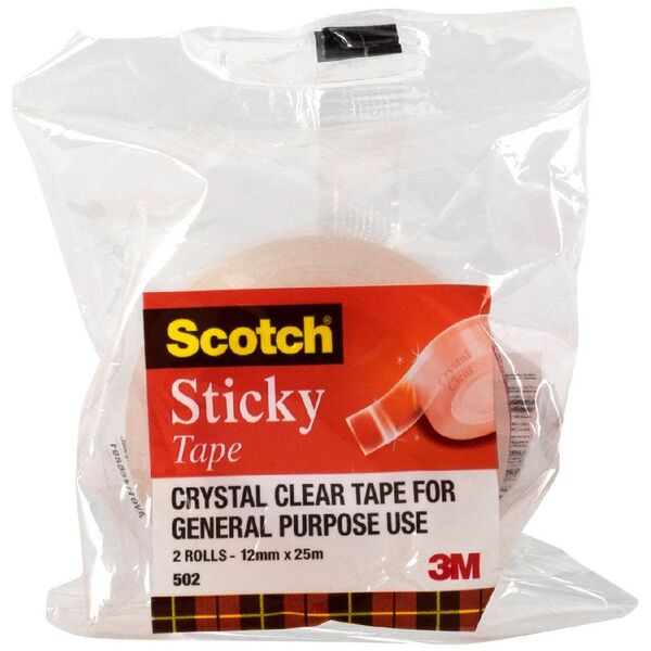 Scotch Sticky Tape 12mm x 25m 2 Pack