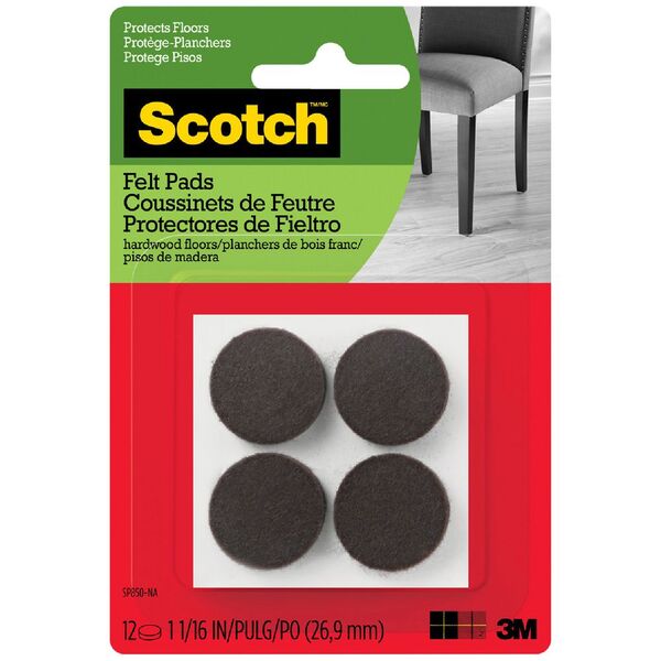Scotch Felt Pads 2.5cm Brown 12 Pack