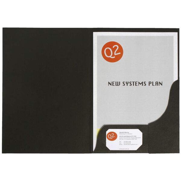 Marbig A4 Presentation Folder Leathergrain Black 20 Pack