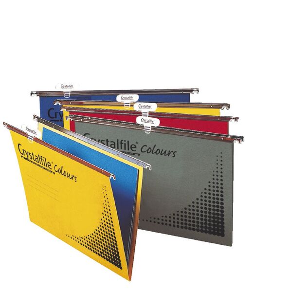 Crystalfile Foolscap Suspension File Assorted Colours 25 Pack