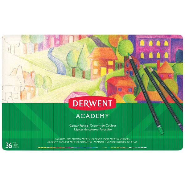 Derwent Academy Coloured Pencils Tin of 36