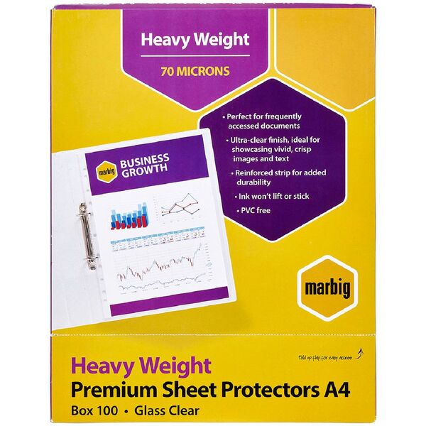 Marbig A4 Sheet Protector Heavy Weight 100 Pack