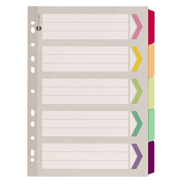 Marbig Fluoro Dividers A4 5 Tab