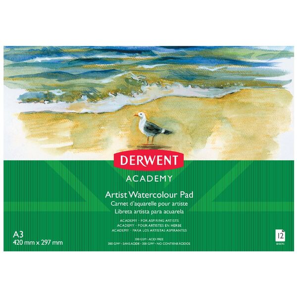 Derwent Academy A3 Watercolour Pad Landscape 12 Sheet