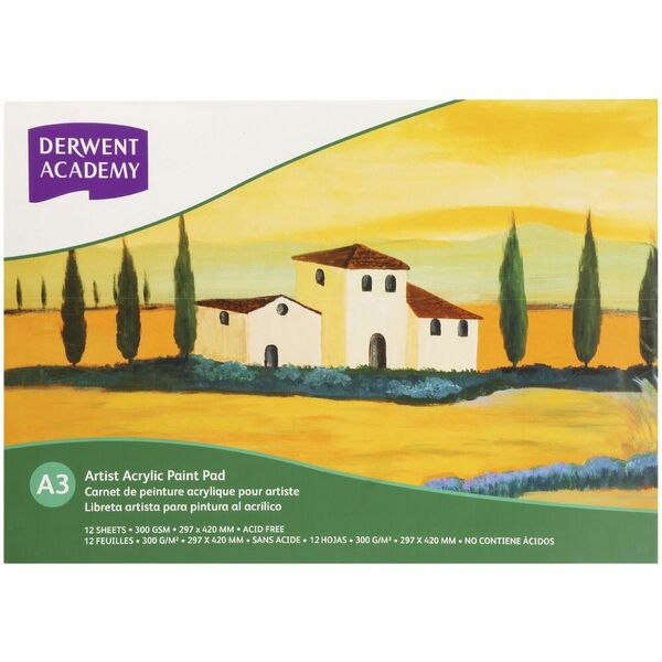 Derwent Academy A3 Acrylic Pad 12 Sheets