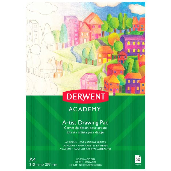 Derwent Academy Artist Drawing Pad 110gsm 50 Sheets A4