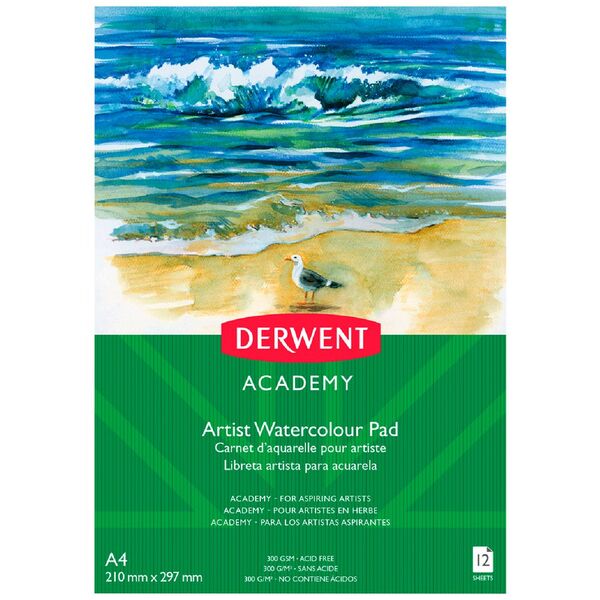 Derwent Academy Artist Watercolour Pad 300gsm 12 Sheets A4