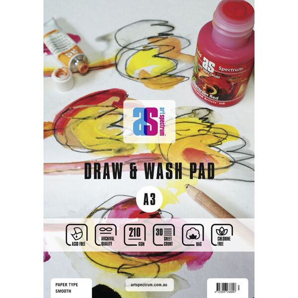 Art Spectrum A3 Draw and Wash Pad Smooth 210gsm 30 Sheets