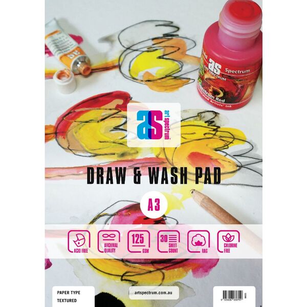 Art Spectrum A3 Draw and Wash Pad Smooth 125gsm 30 Sheets