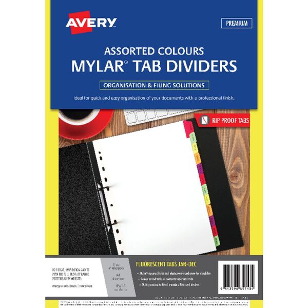 Avery Pre-printed Divider Tabs JAN-DEC Fluoro