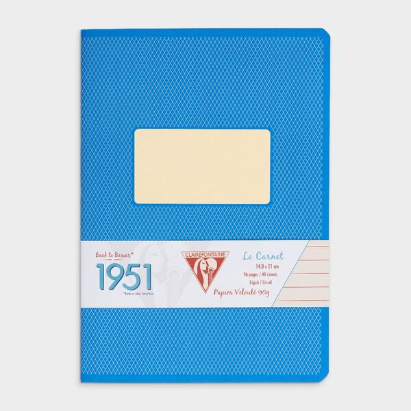Clairefontaine 1951 A5 Stapled Notebook 96 Page Ruled Blue