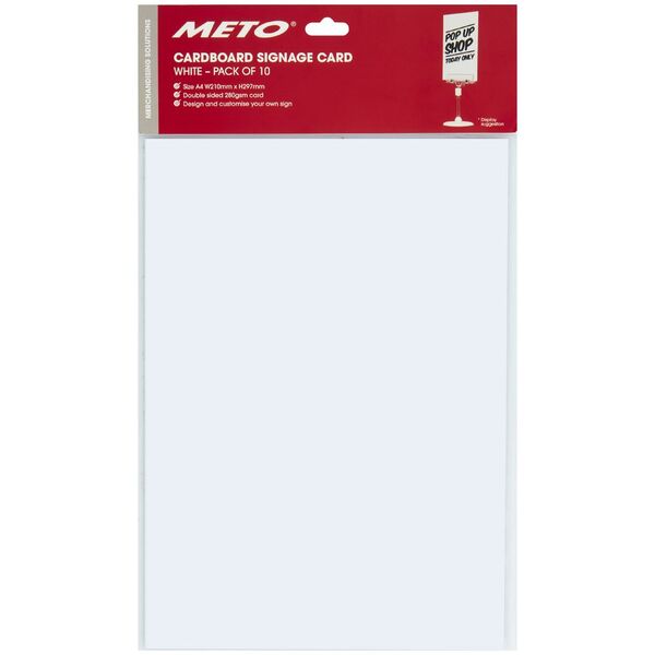 Meto A4 Sign Card White 5 Pack