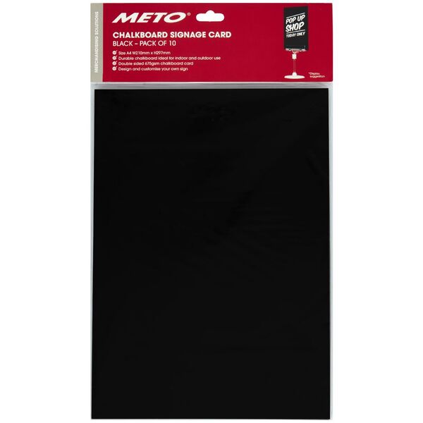 Meto A4 Chalkboard Signage Cards Black 10 Pack