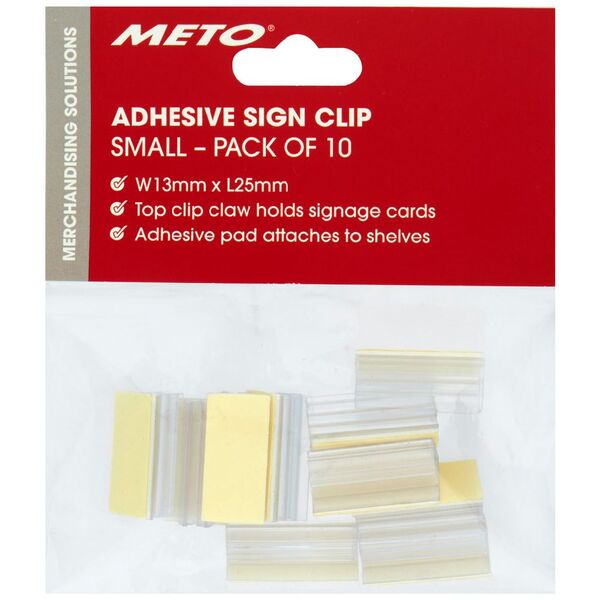 Meto Adhesive Sign Clips Small 10 Pack
