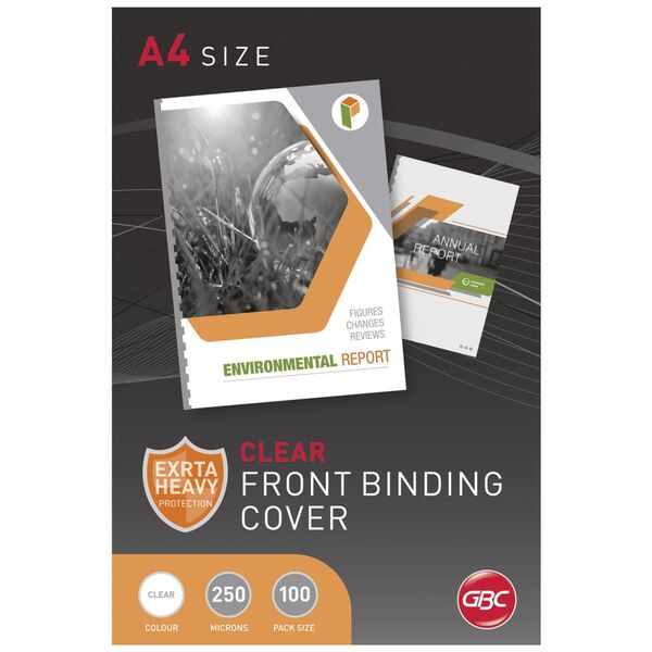 GBC A4 Binding Covers 250 Micron Clear 100 Pack
