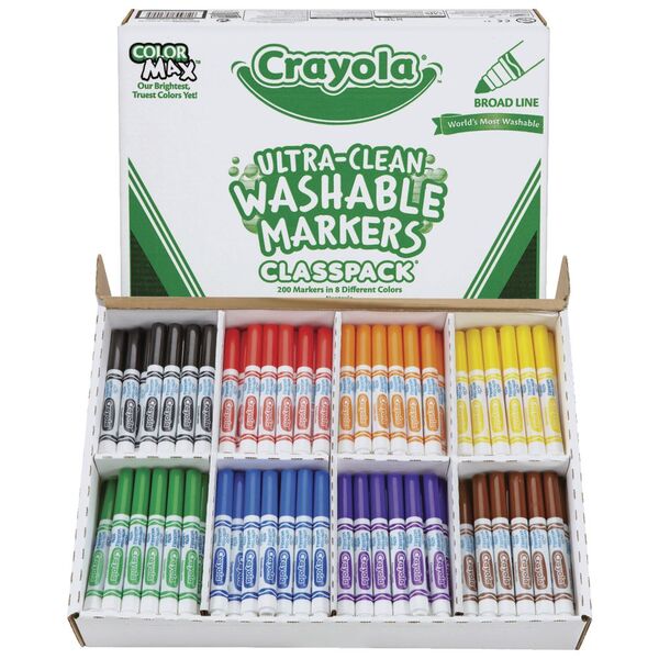 Crayola Classic Washable Coloured Markers 200 Classpack