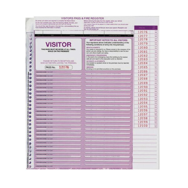 Zions Systems Visitor Pass Register Refills 250 Pack
