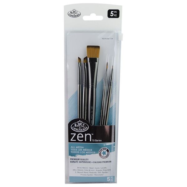 Royal & Langnickel Zen 73 Paintbrushes Wash Variety 5 Pack