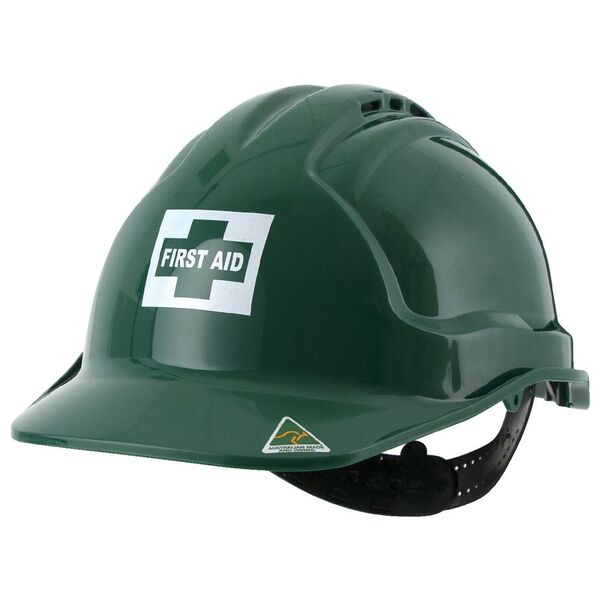 Tuffgard Vented Safety Hard Hat First Aid Green