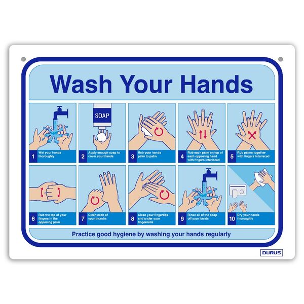 DURUS How To Wash Your Hands Wall Sign